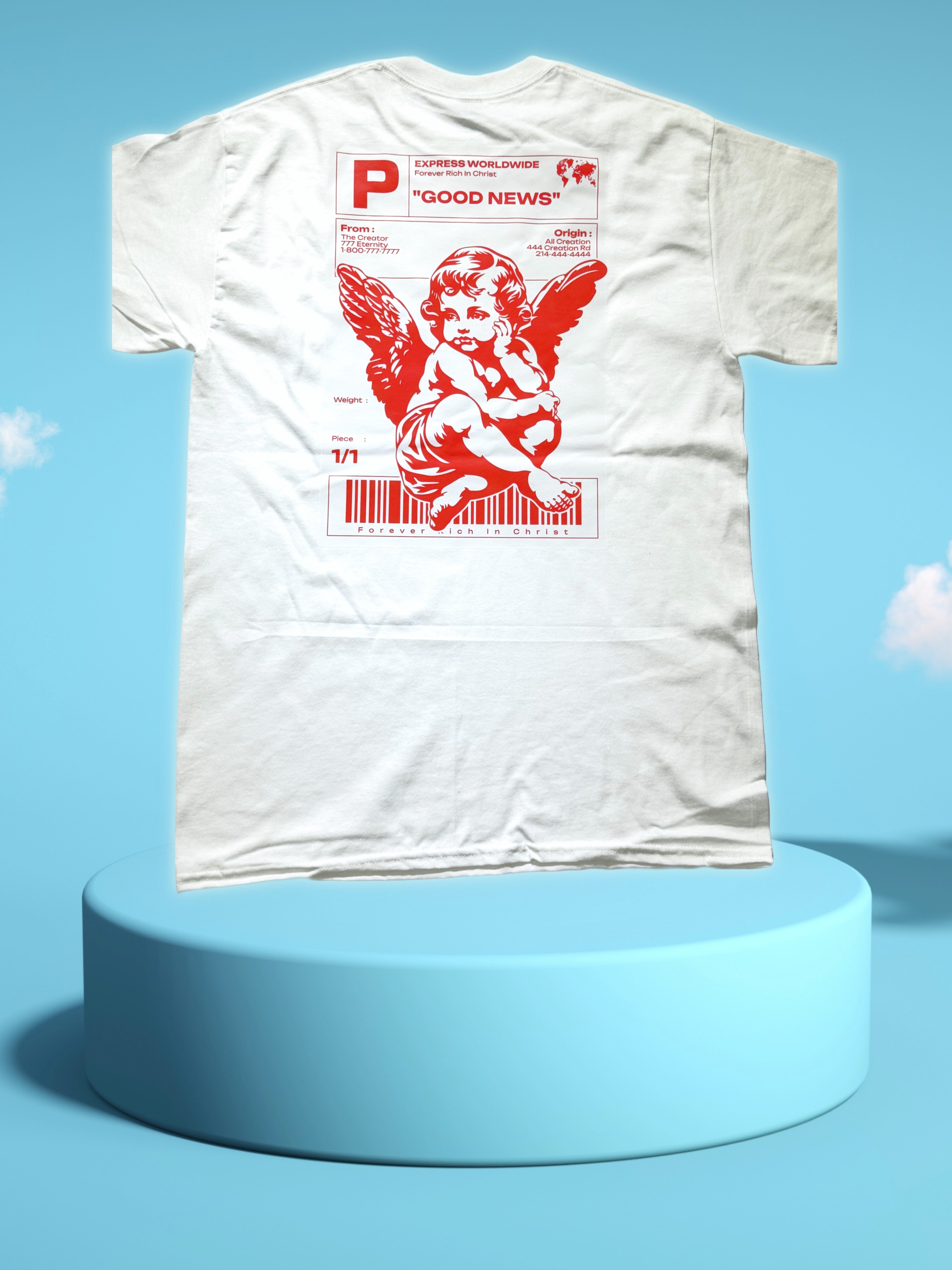 "Good News" White T-shirt. Christian Wear.